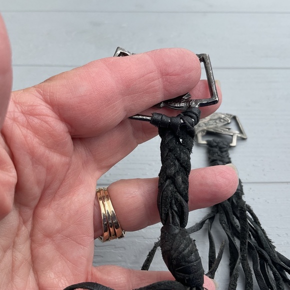 Zodiac USA boot tassels vintage 1980’s brass black leather - Picture 4 of 9